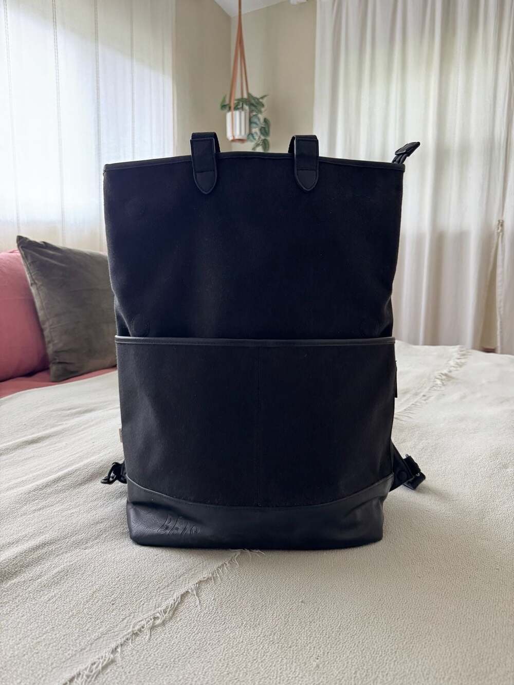 BÉIS Convertible Backpack Tote Black Canvas